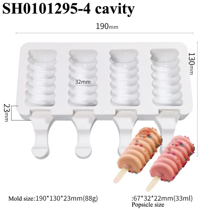 Silicone Popsicle Molds - Create Delicious Ice Cream Treats and Ice Cubes with 4 or 8 Cavity Screw Thread Design - Perfect for Summer Desserts and Cold Drinks