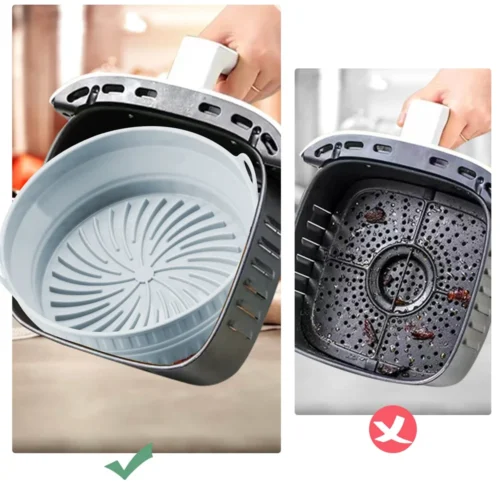 Foldable Air Fryer Silicone Basket - Perfect Reusable Liner for Baking and Cooking