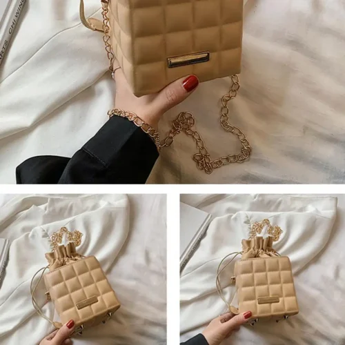 Square-Shaped Crossbody Bag / Box Design with Chain Strap, Ideal Shoulder Bag for Special Occasions