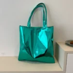 Vibrant Shiny Underarm Bag / Chic PU Leather Totes for Women's Shopping and Parties, Ideal Y2K Girls' Clutch
