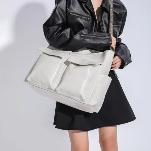 Classic Silver Satchels - Vintage PU Leather Shoulder Bags for Women