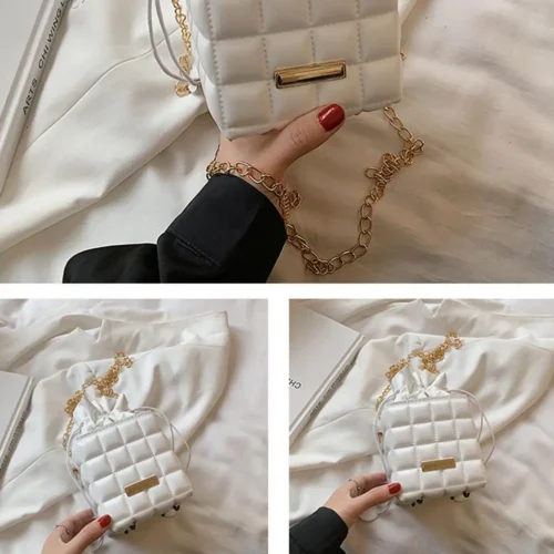 Square-Shaped Crossbody Bag / Box Design with Chain Strap, Ideal Shoulder Bag for Special Occasions