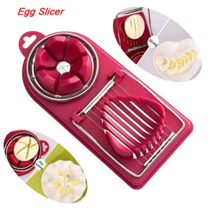2-in-1 Stainless Steel Egg Slicer/ Multifunctional Kitchen Gadget for Eggs and Luncheon Meat - Flower-Shape Cutter and Sectioner Mold