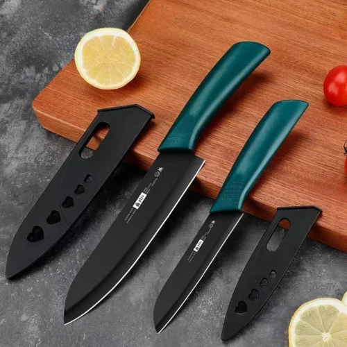Complete Knife Set with Stainless Steel Blades and Cutting Board for Safe and Portable Kitchen Preparations
