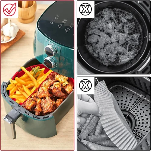 Round Silicone Air Fryer Basket Plate - Reusable Air Fryer Tool for Baking and Cooking