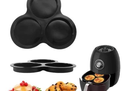 Versatile Air Fryer Accessories – Non-Stick Muffin Pans, Egg Molds, Pancake Mold, and Hamburger Bun Pan