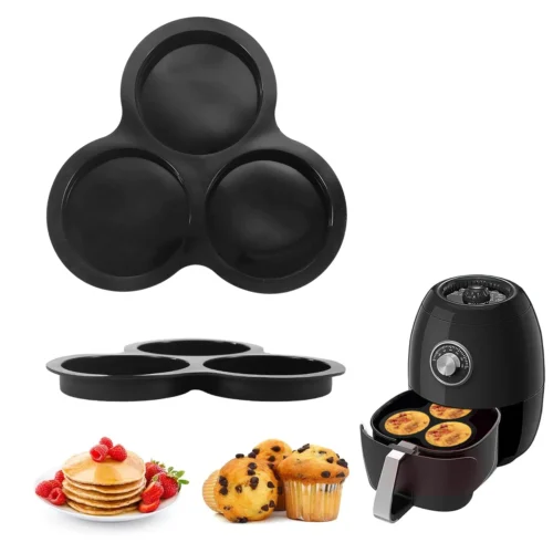 Versatile Air Fryer Accessories – Non-Stick Muffin Pans, Egg Molds, Pancake Mold, and Hamburger Bun Pan