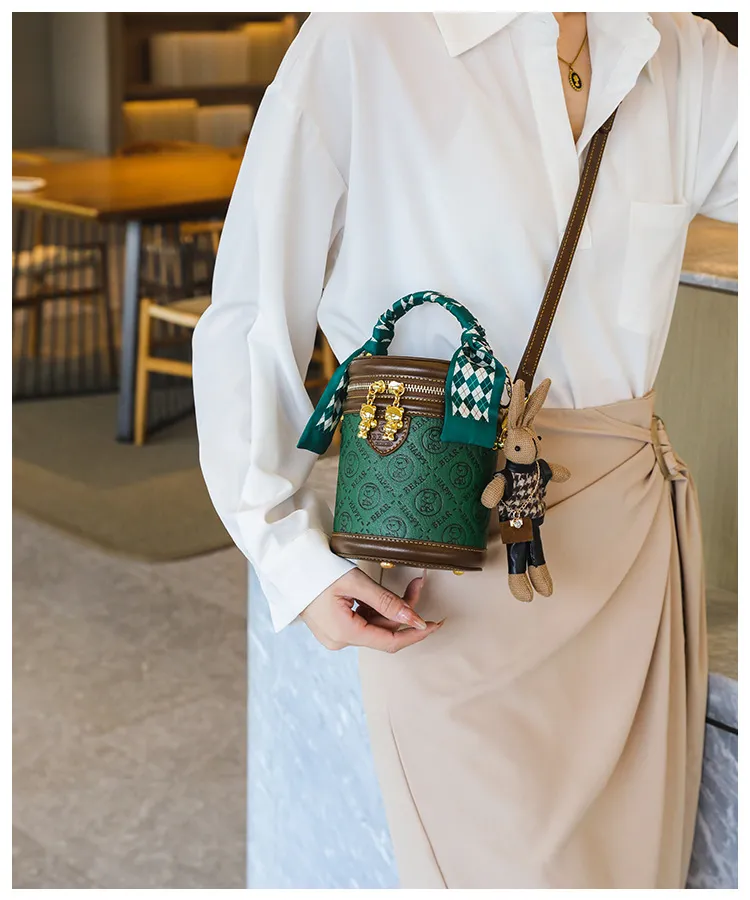 Carry Your World in Style Spacious Cylinder Bucket Crossbody Bags