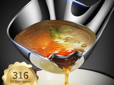 Stainless Steel Oil Separator Ladle | Long-Handle Kitchen Skimmer Spoon