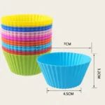 Set of 12 Colorful Silicone Cake Cup Liners - Round Muffin Cupcake Baking Molds for Your Kitchen Bakeware and Pastry Creations