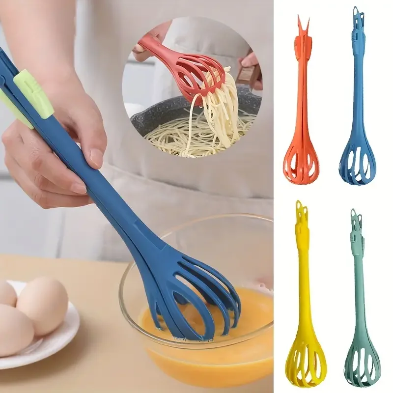 Versatile 3-in-1 Kitchen Gadget: Egg Beater, Milk Mixer, Pasta Tongs, and More - Your Essential Baking and Cooking Tool