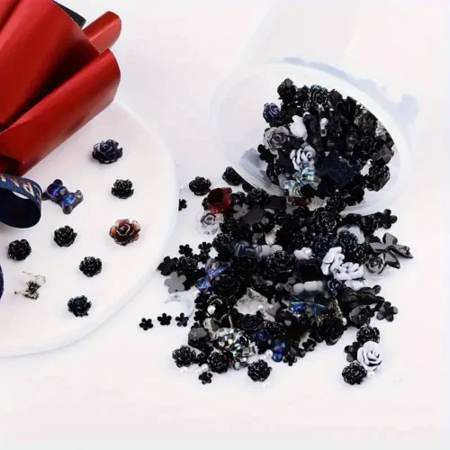 100 Pcs Acrylic Nail Charms: Butterfly, Bow, Bear, Flower, Heart, Crown Designs with AB Nail Rhinestones Crystals - Enhance Your Nail Art with Stunning Decorations