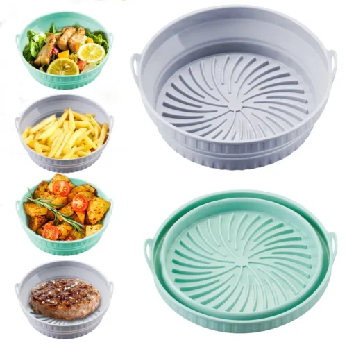 Foldable Air Fryer Silicone Basket - Perfect Reusable Liner for Baking and Cooking
