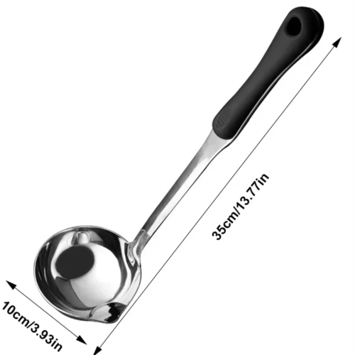 Stainless Steel Oil Separator Ladle | Long-Handle Kitchen Skimmer Spoon