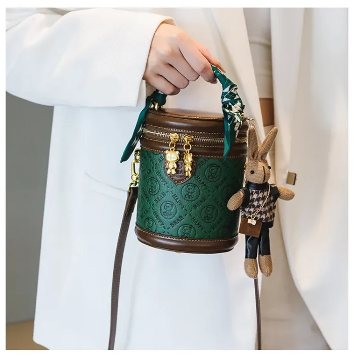 Carry Your World in Style Spacious Cylinder Bucket Crossbody Bags