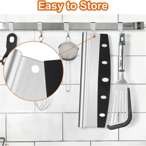 Large Stainless Steel Pizza Cutter - 14-Inch Rocker Blade with Cover for Effortless Slicing