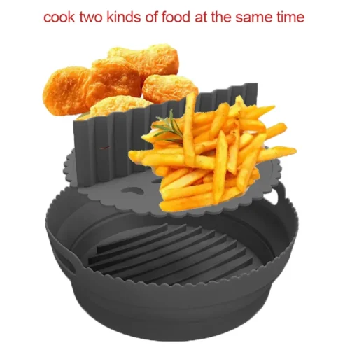 Round Silicone Air Fryer Basket Plate - Reusable Air Fryer Tool for Baking and Cooking