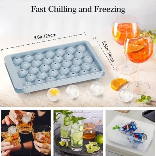 32 Cube Ice Ball Mold with Storage Box for Drinks and Desserts