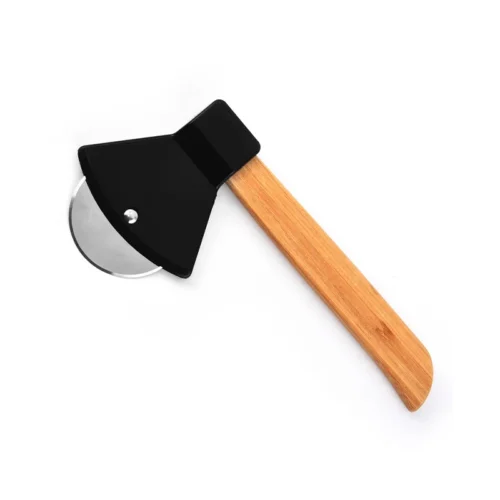 Unique Pizza Slicer with Bamboo Handle - Stainless Steel Pizza Cutter for Effortless Pizza Cutting