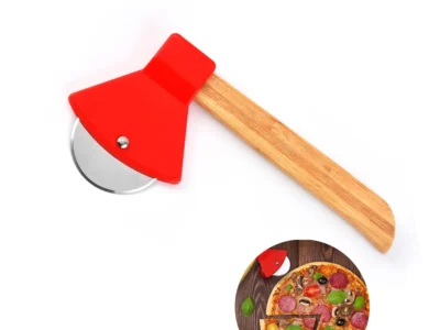 Unique Pizza Slicer with Bamboo Handle - Stainless Steel Pizza Cutter for Effortless Pizza Cutting