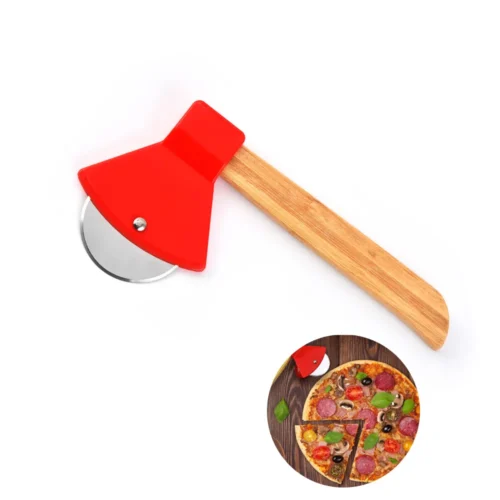 Unique Pizza Slicer with Bamboo Handle - Stainless Steel Pizza Cutter for Effortless Pizza Cutting
