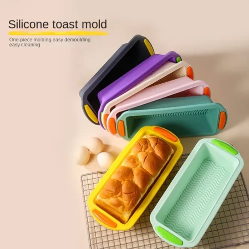 Rectangular Two-Color Silicone Toast Baking Tray: Non-Stick Cake and Bread Baking Mold