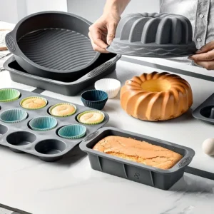 Heat-Resistant Silicone Bakeware Set - Includes Loaf, Bread, Muffin, Donut, and Cake Baking Tray - Versatile Silicone Cake Pan Set for Oven Baking