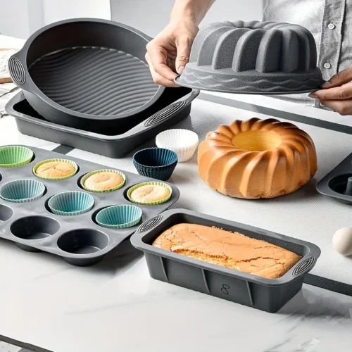 Heat-Resistant Silicone Bakeware Set – Loaf, Bread, Muffin, Donut, and Cake Trays for Oven Baking