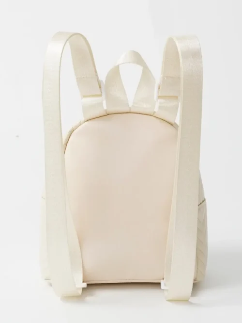 Classic Quilted Leather Backpack – Beige Mini Bag for Travel and Shopping