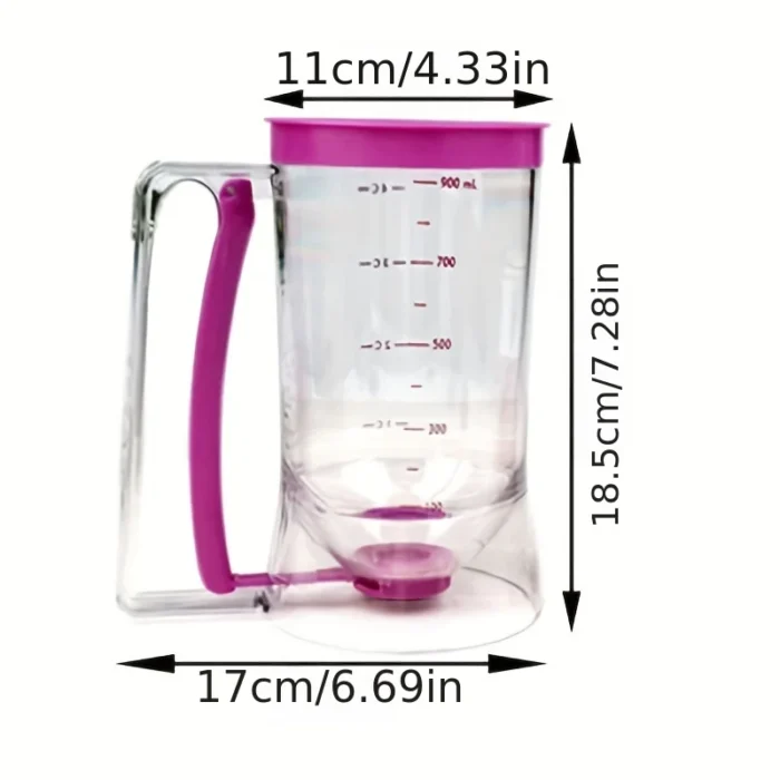900ml Batter Dispenser: Hand-held Graduated Funnel for Precise Pastry Dough Dispensing - Ideal for Pancakes, Cupcakes, and Cakes