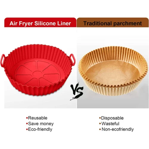 Reusable Silicone Air Fryer Basket Liner - Non-Stick, Heat Resistant, and Dishwasher Safe Tray