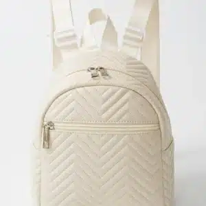 Classic Quilted Leather Backpack /Beige Fashion Simplicity for Travel and Shopping Adventures