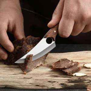 Solid Wood Handle Stainless Steel Meat and Fish Carving Knife for Precise Kitchen Cutting