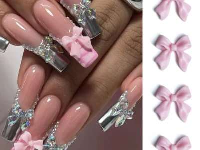 50pcs 3D Pink Bow Nail Art Charms - Decorations for Manicure