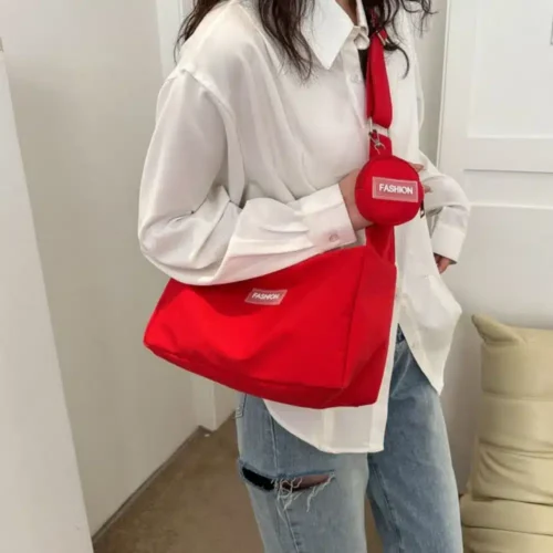 Large Capacity Handbag – Lightweight Solid Shoulder Bag for Casual Chic Style