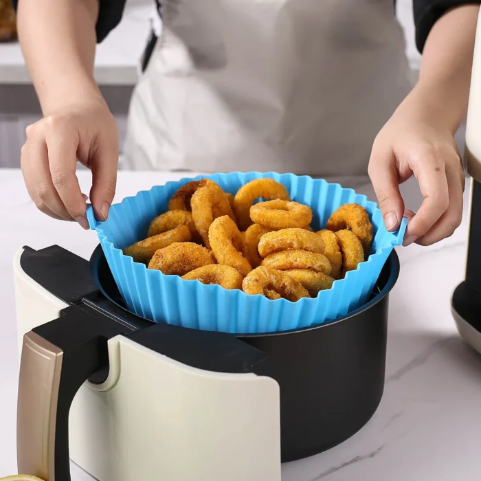 High-Quality Food Grade Silicone Circular Air Fryer Baking Tray – Heat Resistant, Easy to Clean, and Oil Resistant