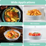 Foldable Air Fryer Silicone Basket - Round and Square Mold for Airfryer Oven, Perfect for Baking Pizza and Fried Chicken - Reusable Pan Liner
