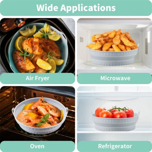 Foldable Air Fryer Silicone Basket - Perfect Reusable Liner for Baking and Cooking