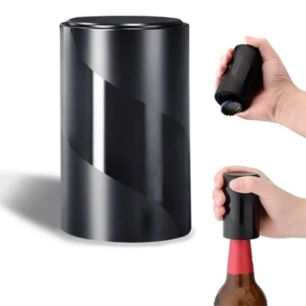 Automatic Beer Bottle Opener with Magnetic Cap Catcher - Gentle on Caps, No Damage - Effortless Push-Down Wine and Beer Cap Opener