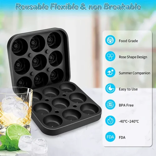 3D Rose Ice Molds: Create Stunning Flower-Shaped Ice Cubes for Cocktails and Drinks