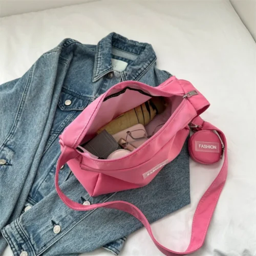 Large Capacity Handbag – Lightweight Solid Shoulder Bag for Casual Chic Style