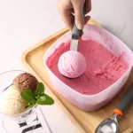 Stainless Steel Ice Cream Spoon with Silicone Handle - Multi-functional Tool for Desserts and Fruits