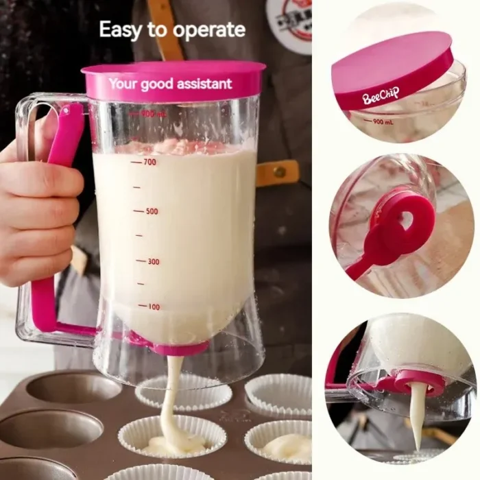 Hand-Held Batter Dispenser for Cupcakes: Easy-to-Use Tool with Measuring Labels - Perfect for Batter Dispensing and Butter Separation in the Kitchen