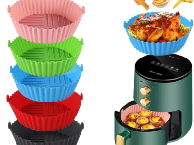 Food Grade Silicone Air Fryer Baking Tray – Foldable, Easy to Clean, High Temperature Resistant Mat