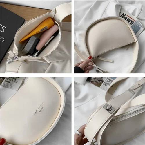 Semicircle Saddle Shoulder Bag - Adjustable Wide-Strap Crossbody Bag