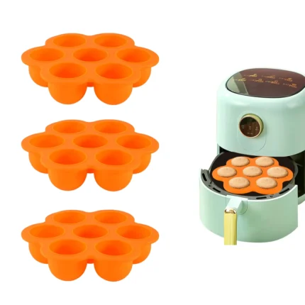 7-Holes Silicone Air Fryer Muffin Pan - Bake Delicious Muffins and cupcakes with Ease in Vibrant Orange