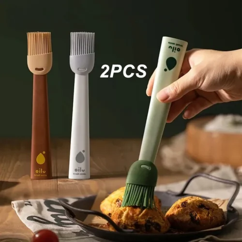Set of 2 Silicone Oil Brushes | Heat-Resistant Kitchen Tools for BBQ, Basting, and Baking