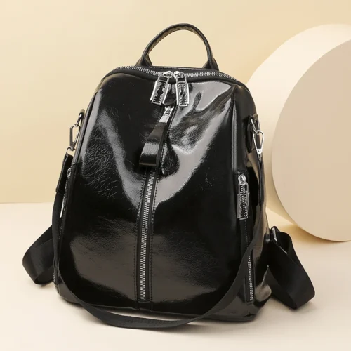 Cowhide Luxury Travel Backpack - High-Quality Korean Women’s Rucksack for School and Leisure