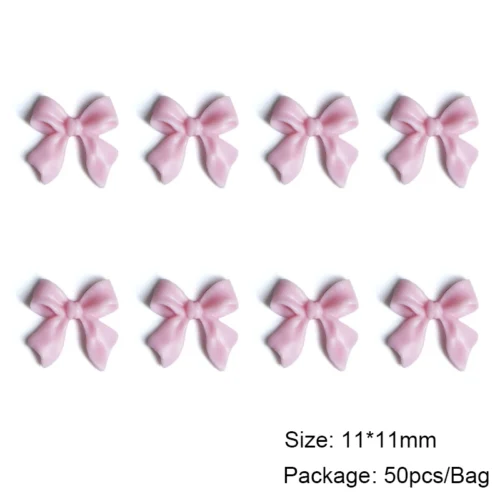 50pcs 3D Pink Bow Nail Art Charms - Decorations for Manicure