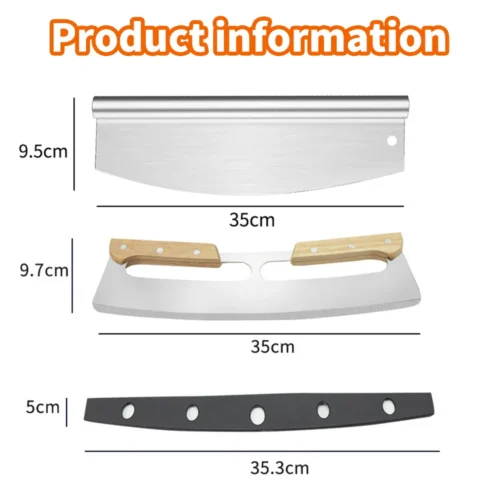 Large Stainless Steel Pizza Cutter - 14-Inch Rocker Blade with Cover for Effortless Slicing